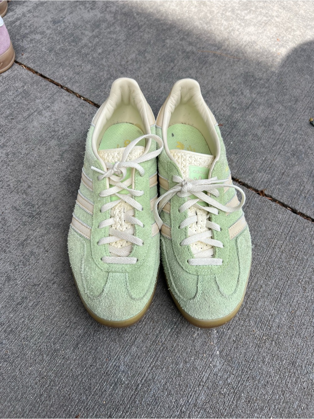 Women’s Mint adidas gazelle Green Suede Sneakers with Cream Accents